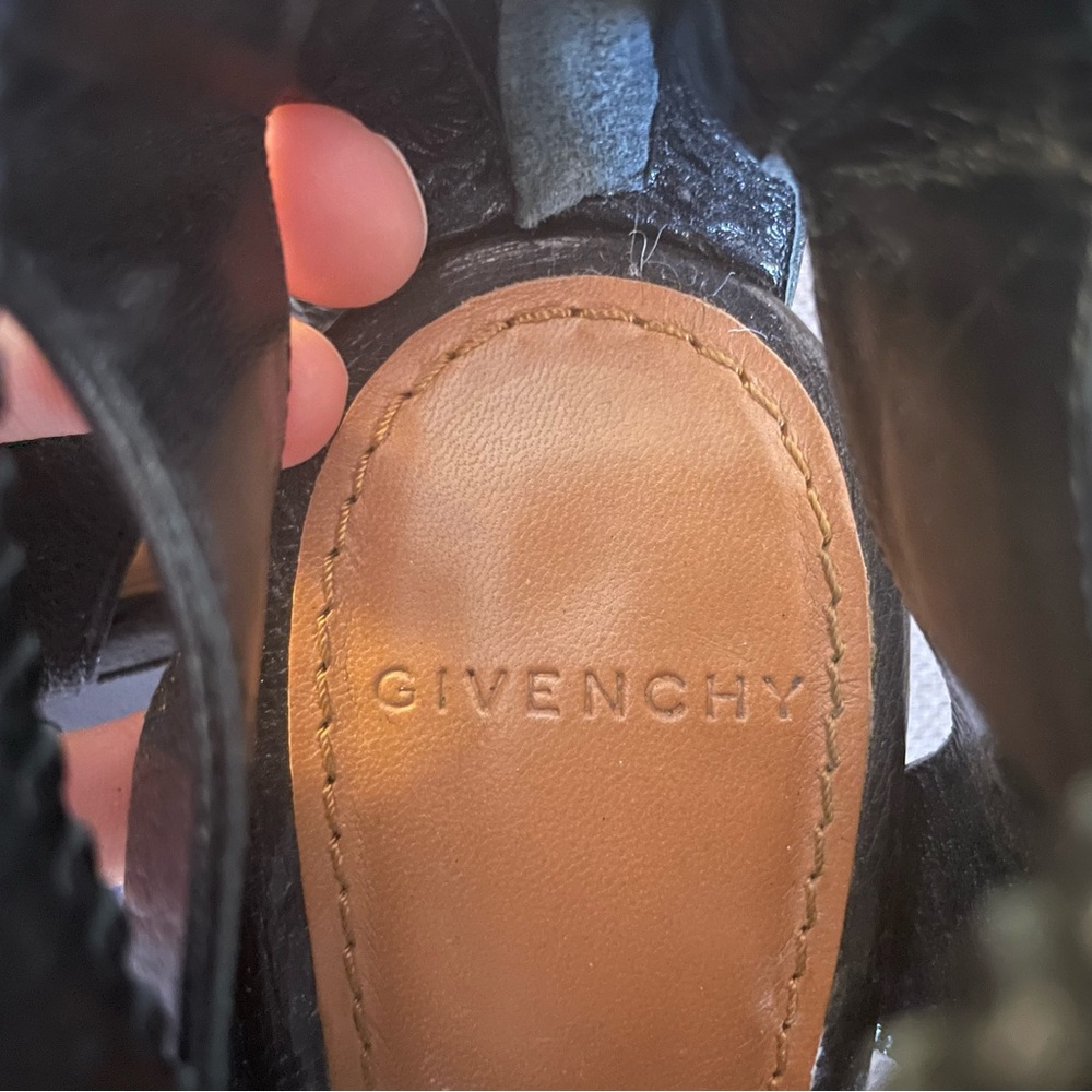 Givenchy black leather strap heels size 38 (8-8.5)